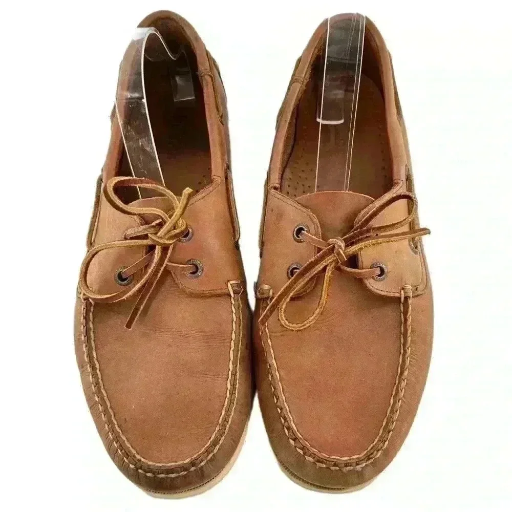LL Bean mens size 11 Napa leather boat shoes coastal